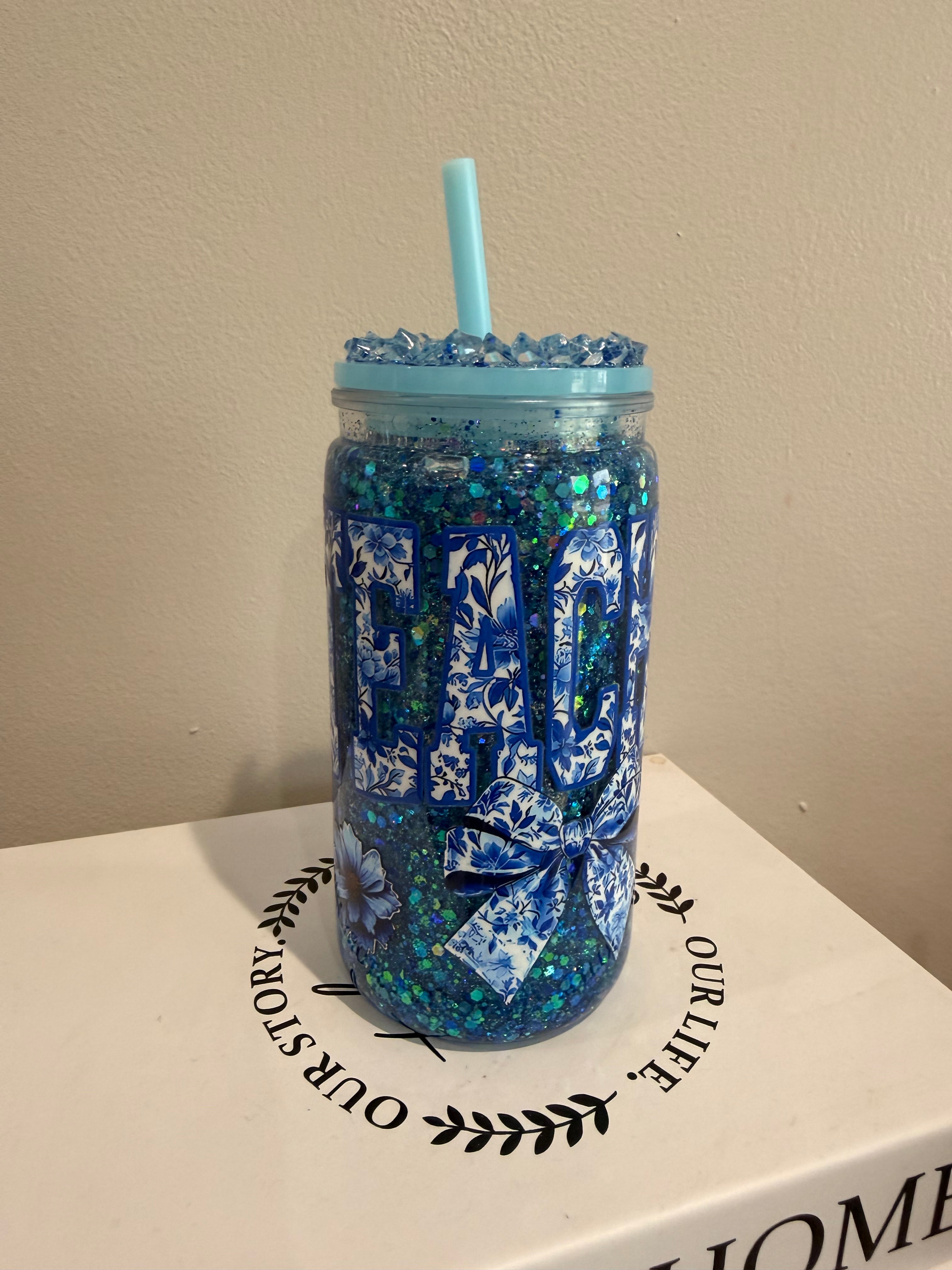 “Teacher Snow Globe Tumbler”